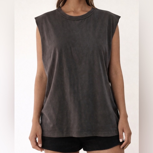 aerie Tops - Aerie Cut Off Top Gray Distressed Sleeves Oversized Size M